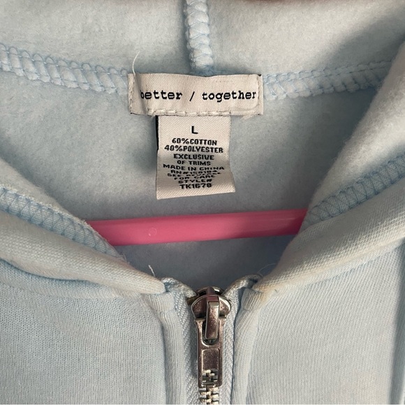 Better Together Cherry Zip Up Hoodie Aqua Blue - Picture 5 of 6